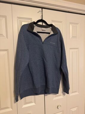 Columbia Men's Heathered Blue Half-Zip Pullover with Contrast Collar